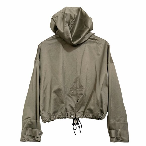 Rag & Bone Womens Green Shiny Hooded Full Zip Vetiver Cropped Randi Jacket Large - Picture 8 of 8
